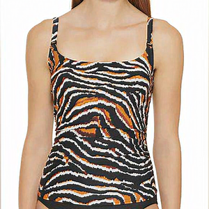 DKNY Tiger Printed‎ Square Neck Tankini Swim Top XS